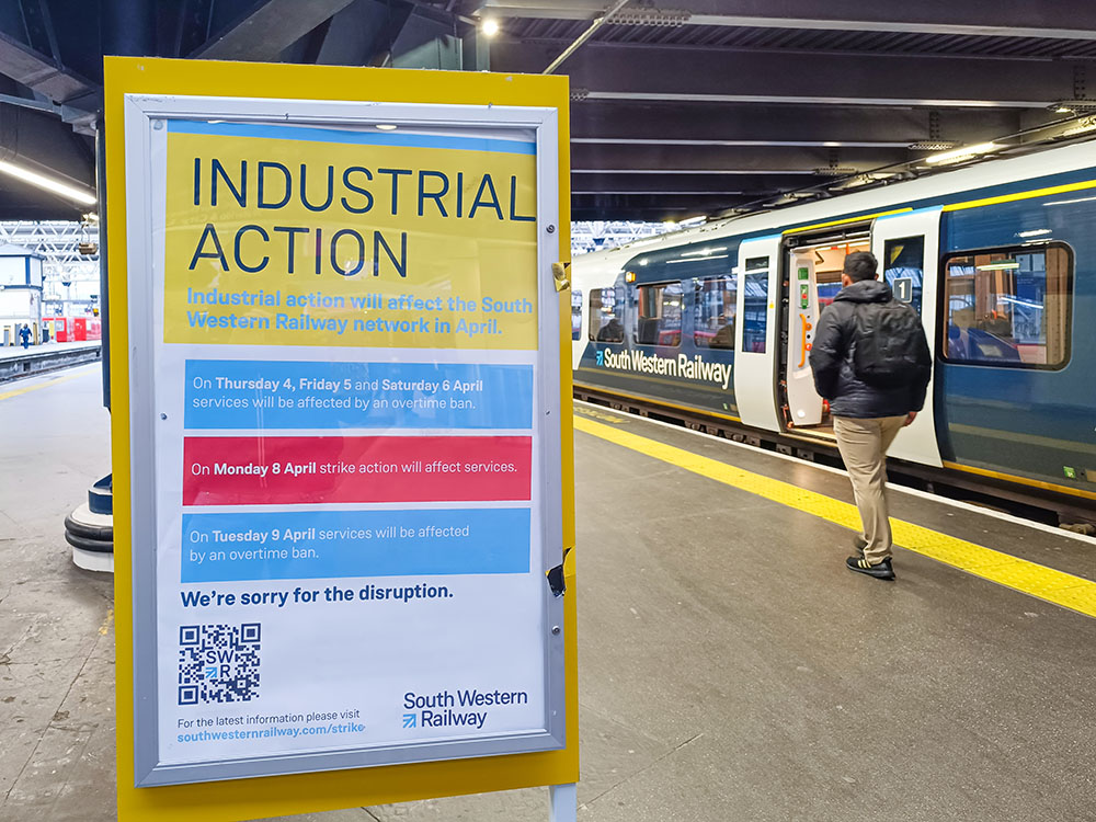 Railway strike protest and public opinion concept